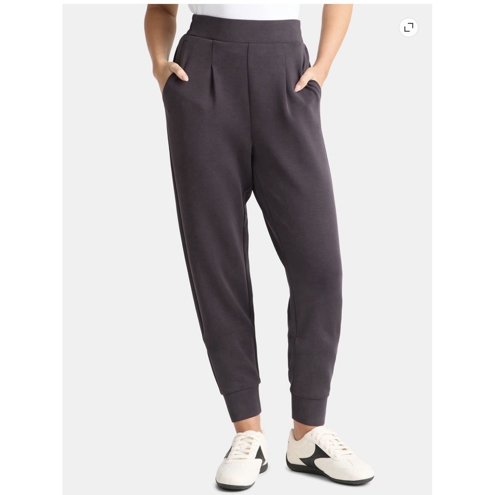 M0215-Avia ScubaKnit Pleat Joggers Women's S 4-6 Sandwashed Black NWT Pockets